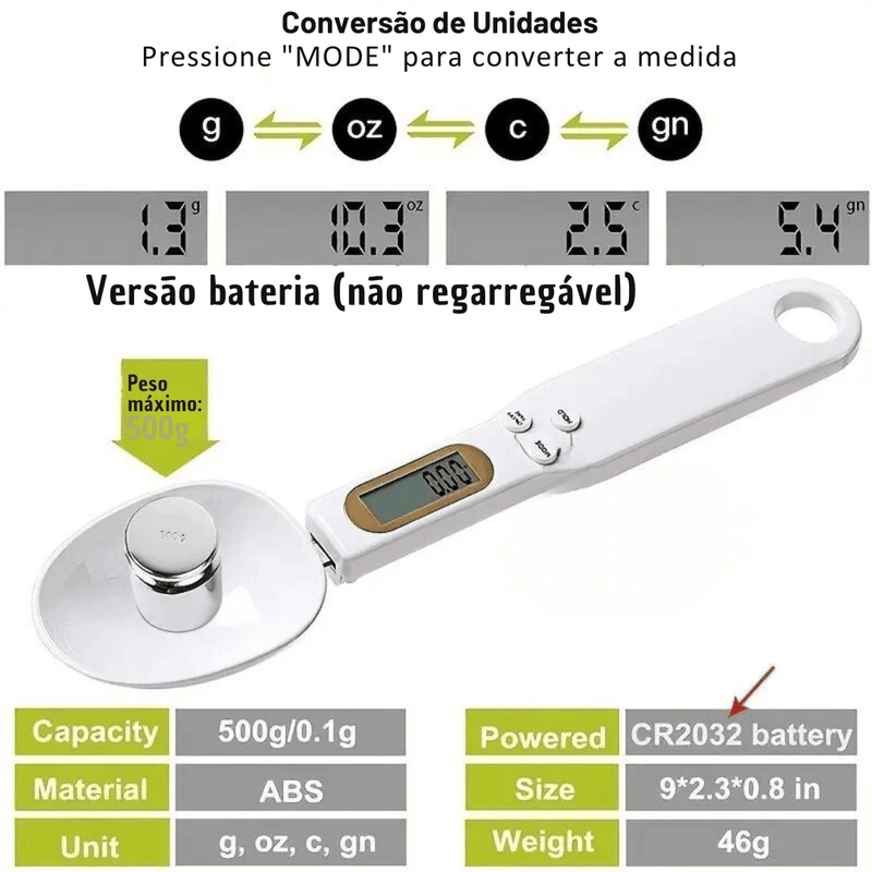 Colher Medidora com Balança Digital