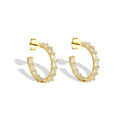 Brinco Feminino Espelhado Cravejado com Zircônias Banhado em Ouro 18K