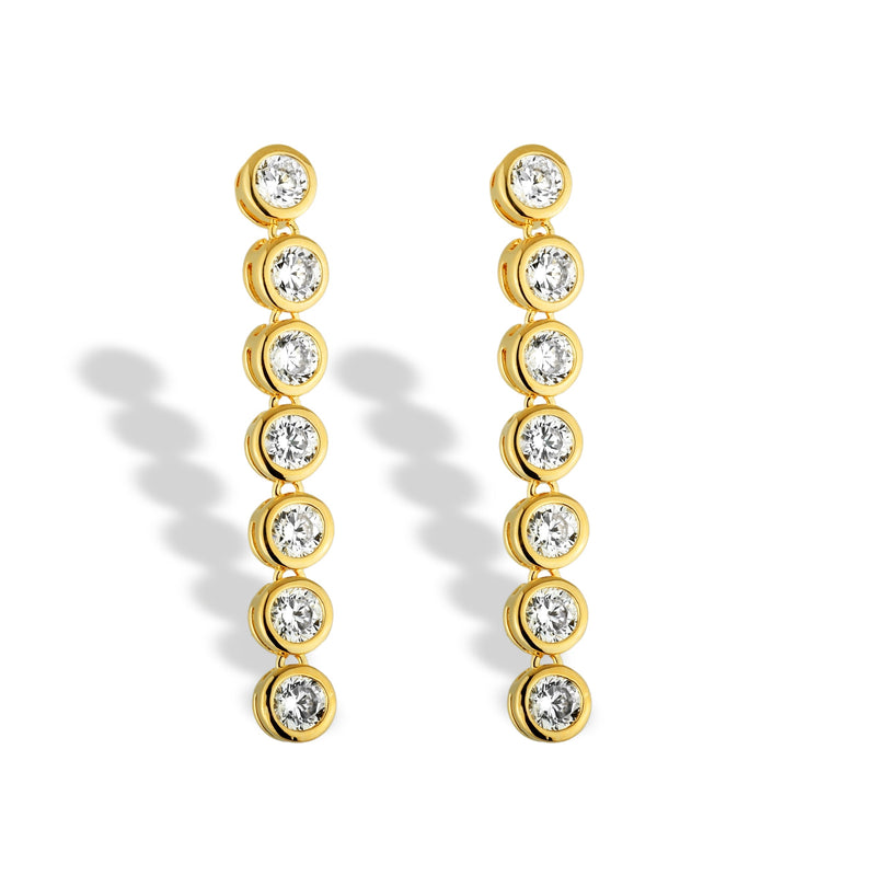 Brinco Feminino Pontos de Luz Cravejado com Zircônias Banhado em Ouro 18K
