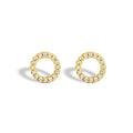 Brinco Feminino Círculo Cravejado com Zircônias Banhado em Ouro 18K
