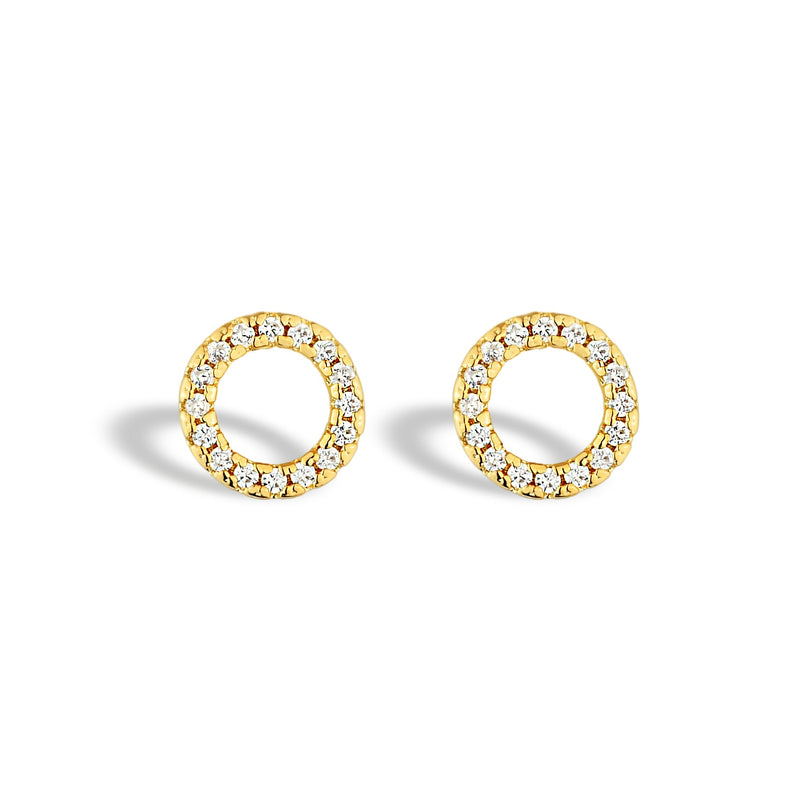 Brinco Feminino Círculo Cravejado com Zircônias Banhado em Ouro 18K